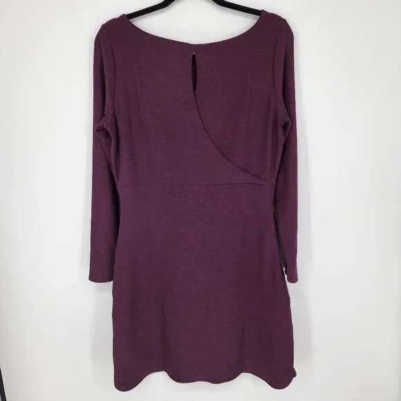 3/$25 70 Toad & Co Intermosso Dress M Long Sleeve Pockets Boat Neck Burgundy Red - Picture 4 of 12